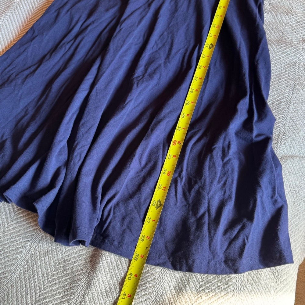 Pact Organic Cotton Fit and Flare Gathered Halter Dress Navy Blue M Pockets Midi - Picture 8 of 9